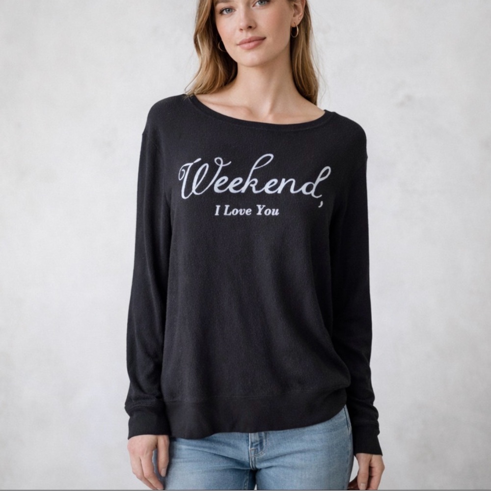 Weekend I Love You WILDFOX Jumper Sweatshirt Size Medium